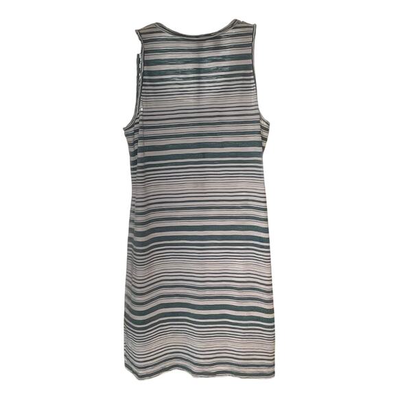 Tommy Bahama Relax Sz XL Tank Dress White Teal Striped 100% Cotton Coastal Cozy - Picture 1 of 9